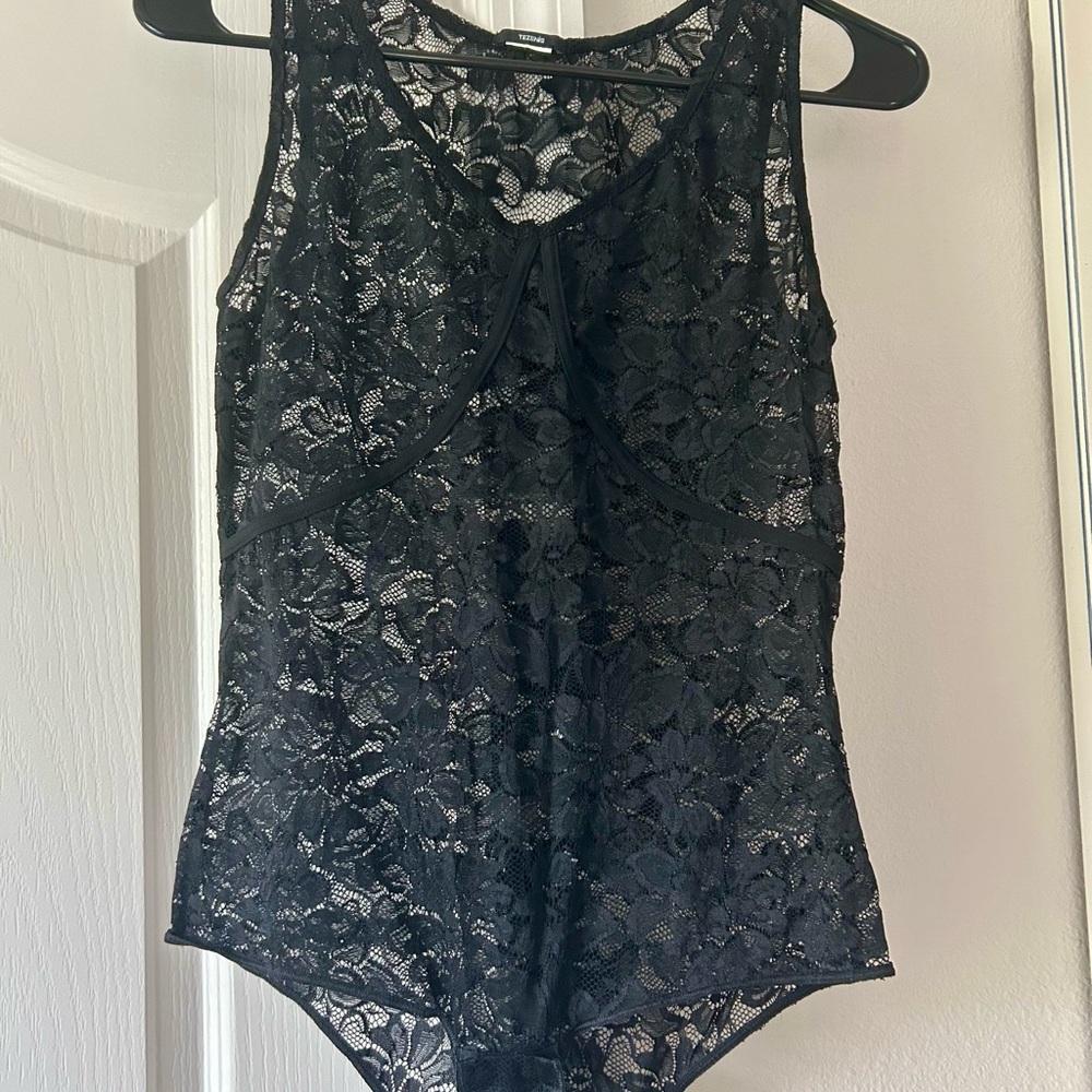 Elegant Black Lace Sleeveless Top Bodysuit